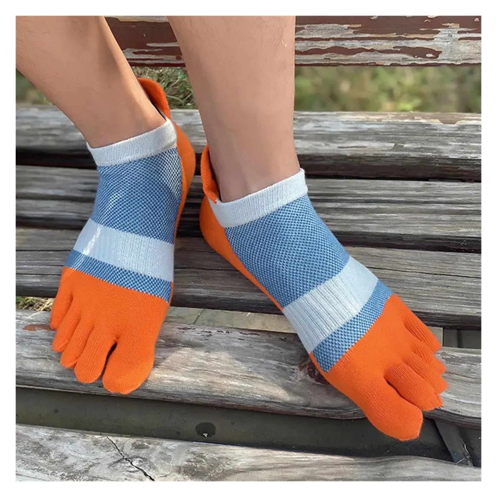 6 Paia/Set Calzini A Cinque Dita Calzini Spessi Corti A Cinque Dita da Uomo Calzini in Cotone Comodi Calzini Traspiranti con Tallone per Uso Esterno(6 Pairs-5,L)