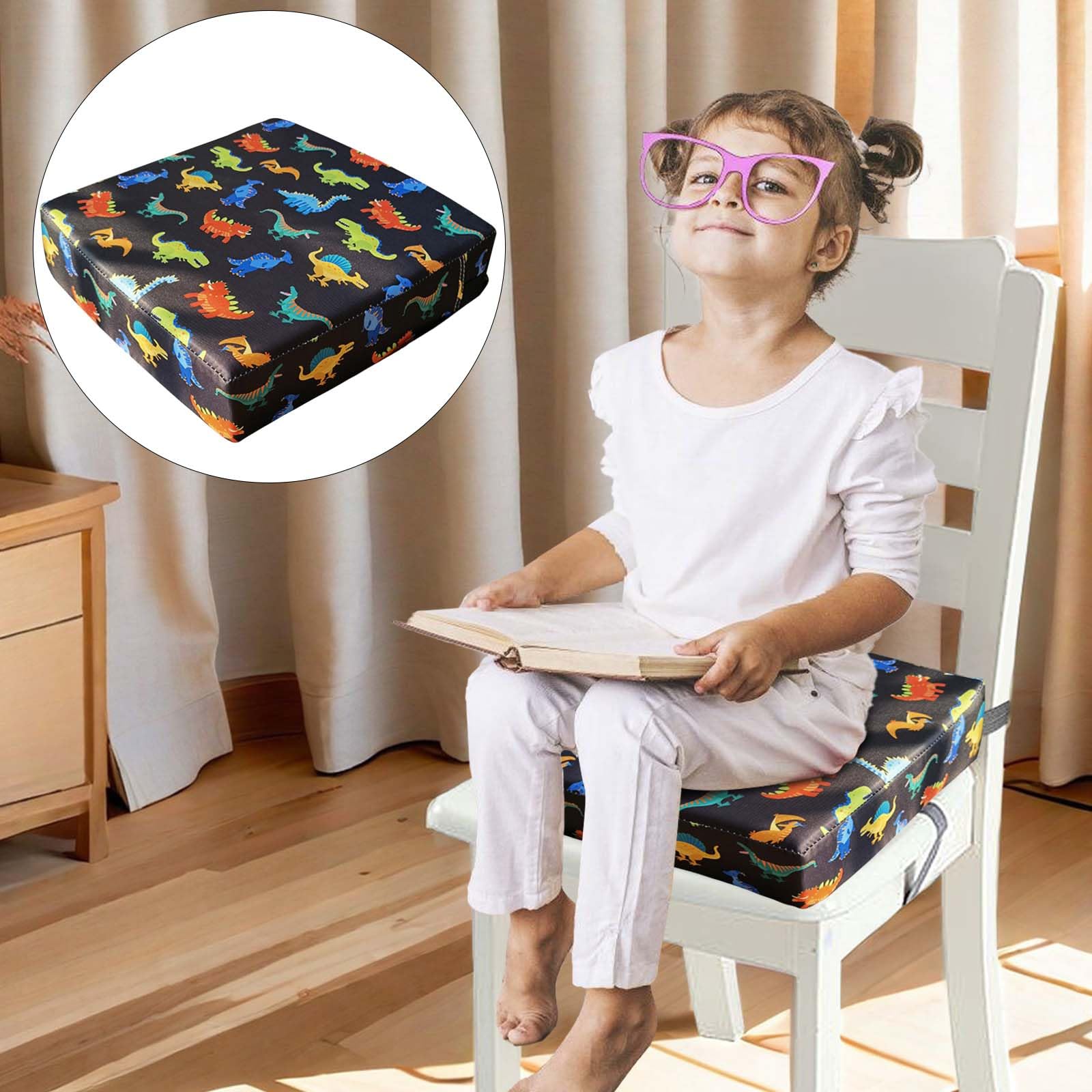 Rehausseur de chaise pour enfant, 10 cm, en tissu Oxford imperméable, avec boucle de sécurité, lavable, démontable, pour la maison, les déplacements, noir