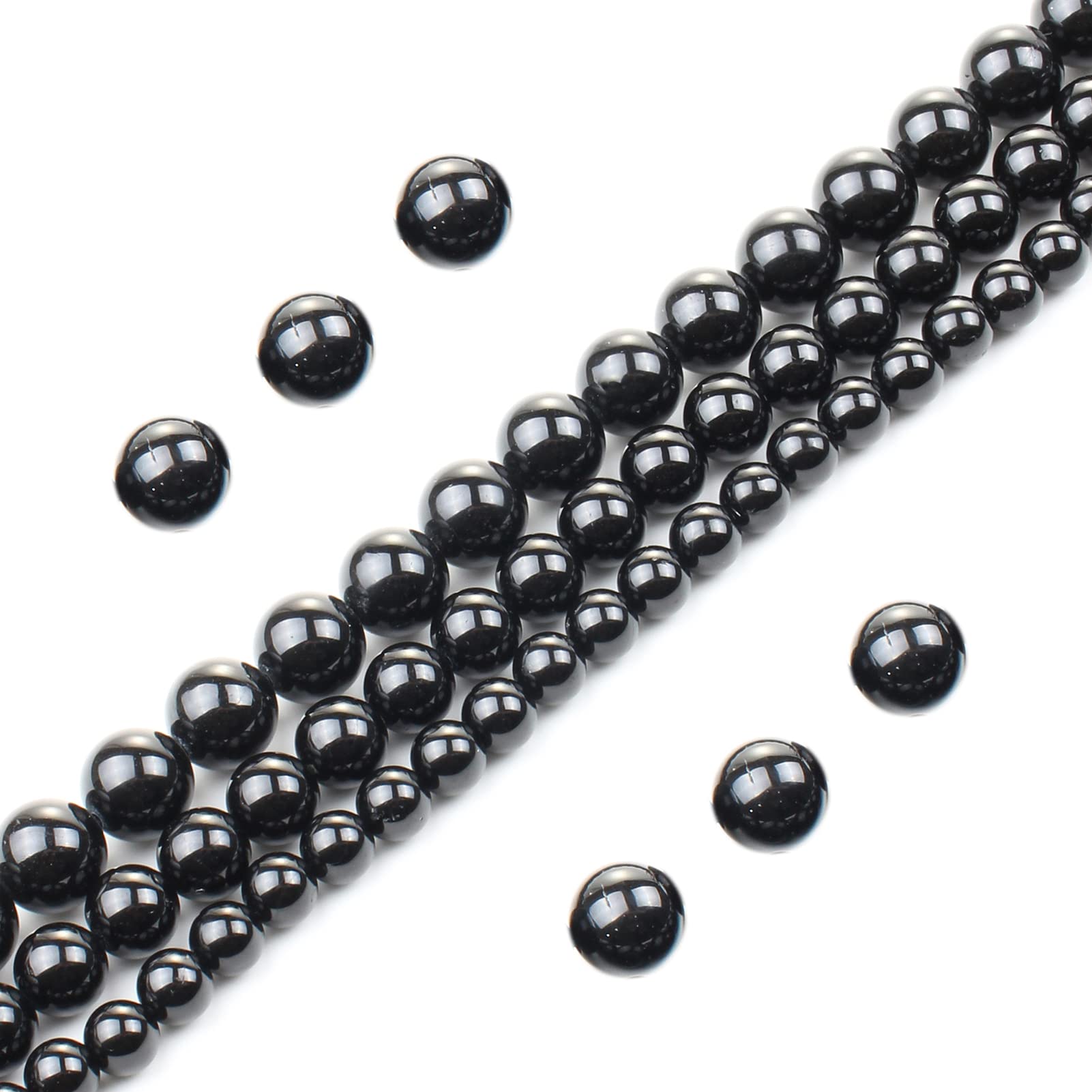 Natural Black Tourmaline Beads Round Semi-Precious Crystal Healing Gemstone Beads15“ (Black Tourmaline 6-6.5mm)