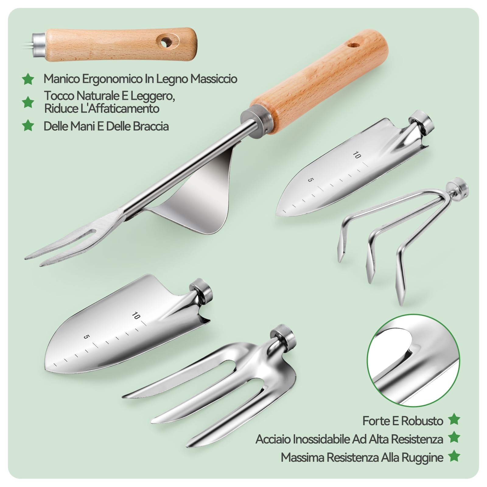 Set Giardinaggio Grenebo 9 Pezzi - Cesoie, Attrezzi In Acciaio, Borsa XL Per Uomo E Donna - Foto 10