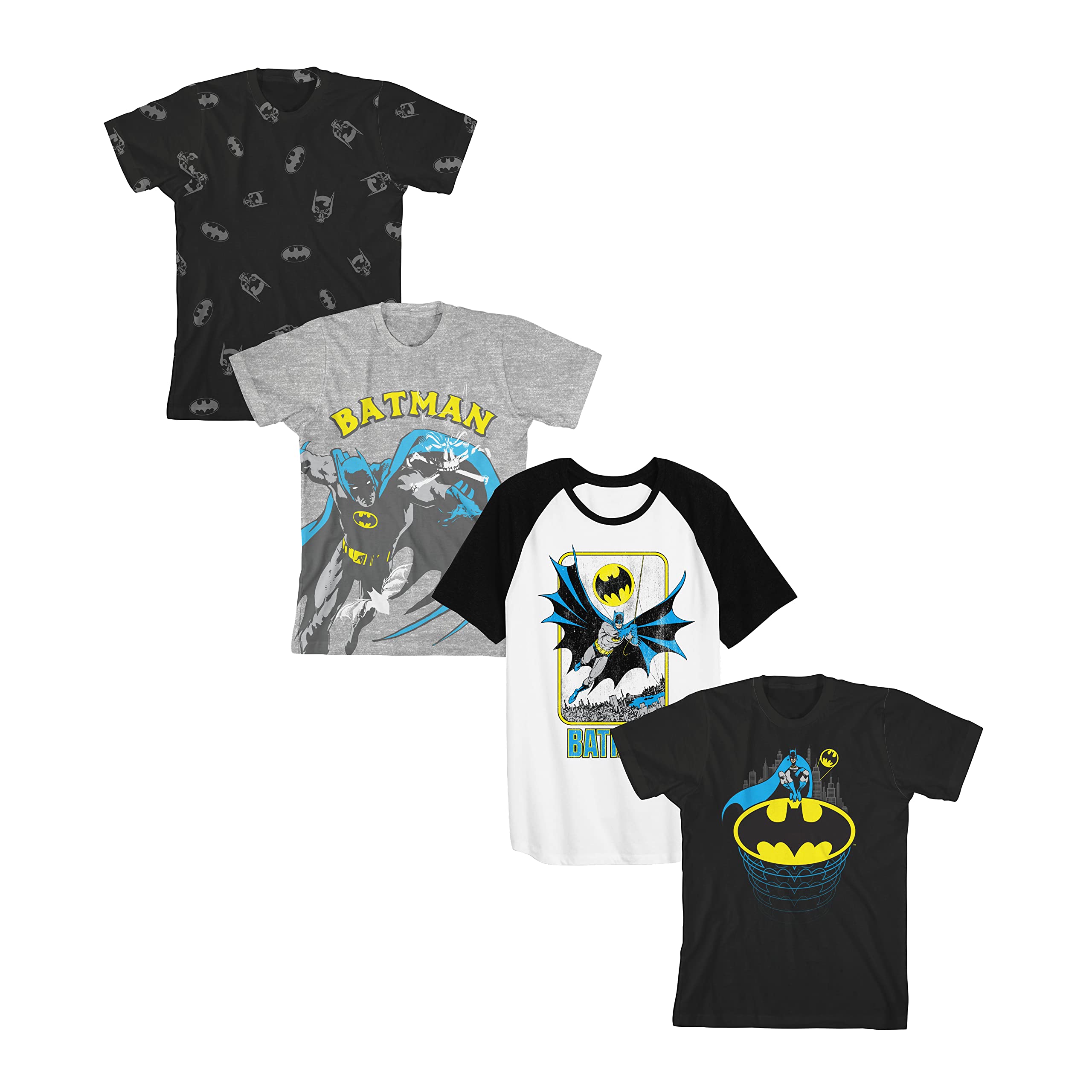 Batman Hero & Logo 4pk Crew Neck Manica Corta Ragazzo T-shirt