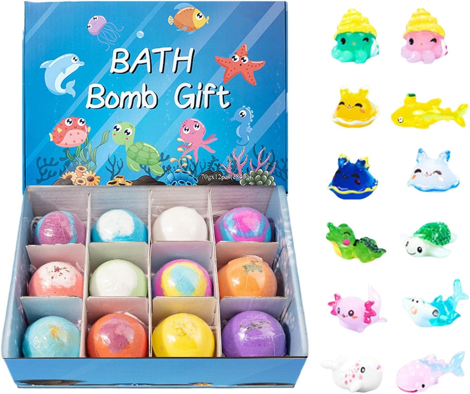 Kids Bath Bombs Set, Surprise Toy Balls, Organic Bath Fizzies, Moisturizing Baths Soak with Surprise Toys Inside, Colorful Bubble Foam, Safe Fun Gift for Kids Birthday Christmas Halloween