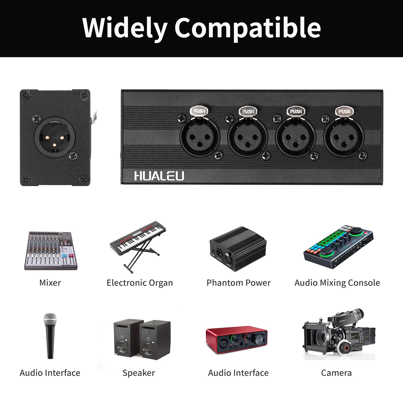 Répartiteur XLR 3 broches 1 mâle vers 4 femelles, adaptateur de connexion parallèle XLR 4 entrées et une sortie, quatre entrées microphone converties en une sortie, répartiteur Aduio de 10,2 cm