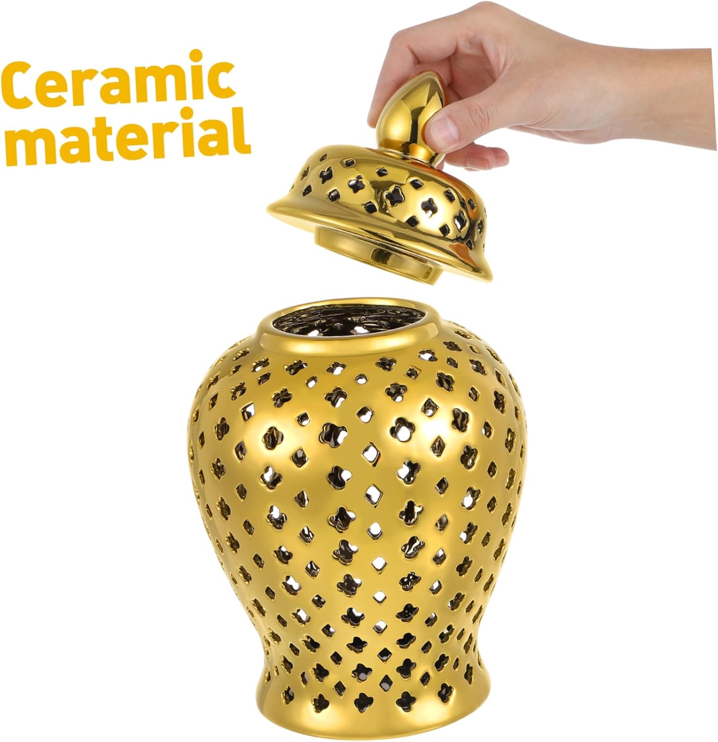 Hollow Out Ceramic Jar Decorative Flower Vase for Home Living Balcony Lightweight Vintage Style Plant Holder for Wedding Porch Shelf and Entryway Display