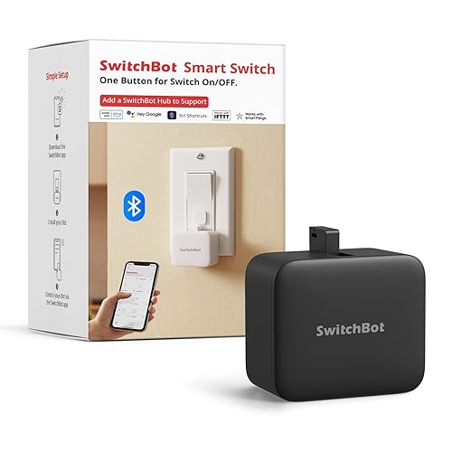 Switchbot Smart Switch Button Pusher (Bluetooth) – Fingerbot para interruptores de palanca/botones unidireccionales, control de aplicación, sin cableado, se requiere hub opcional para voz/control remoto, negro