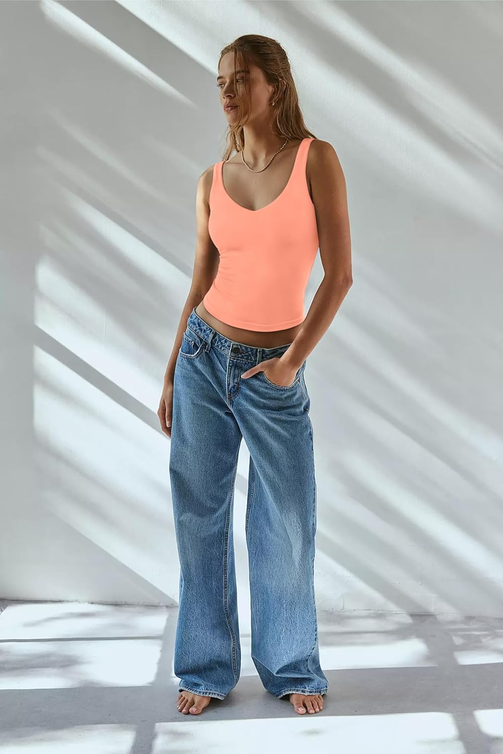 Tank Tops for Women Double Lined V Neck Summer Casual Basic 2026 Trendy Workout Going Out Clothes image 3