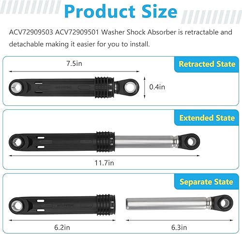 Miniatura 6 de ACV72909503 ACV72909501 Amortiguador de arandela apto para LG Kenmore Elite Paquete de 3 amortiguadores de lavadora, reemplazo AP5974356 PS11707466,