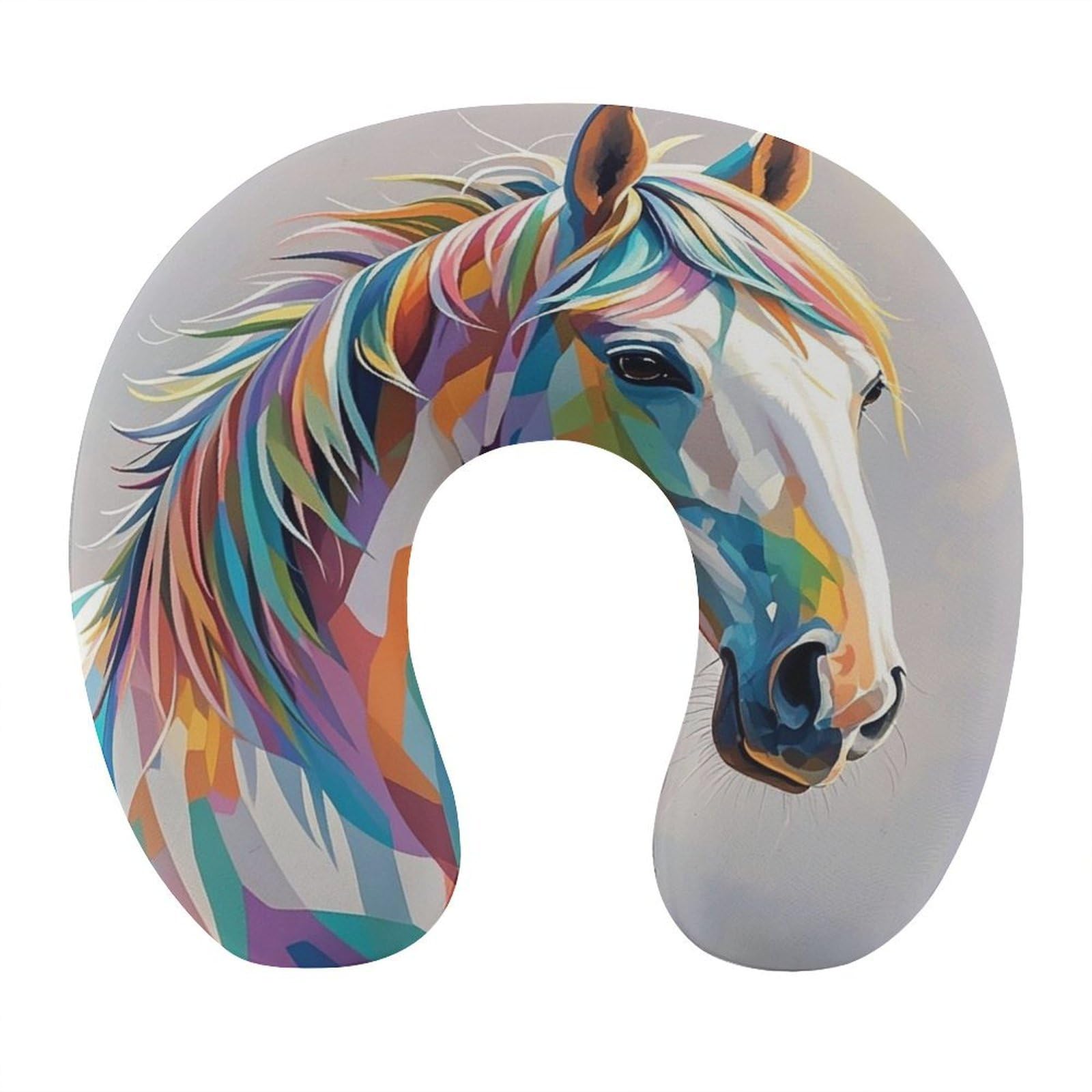 FekiLoot Horse Pattern Travel Pillow Comfortable U Shape Memory Foam Pillows Neck and Head Support Portable Travel Neck Pillow Suitable for Planes Trains Self-Driving Cars