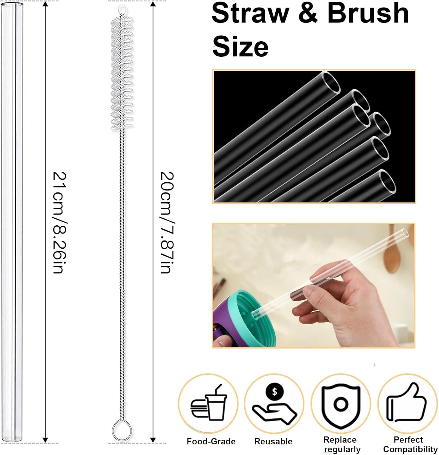 SPORCLO 2 Pack Replacement Lids for Owala Freesip, Water Bottle Top Compatible with Owala Cup 16 oz, 24 oz, 32 oz and 40 oz, Accessories Set for Owala Including Straws & Cup Lid Cleaning Brush - Image 2