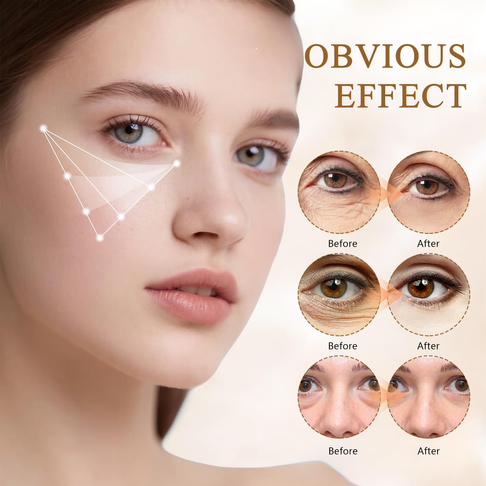 3 Stück Instant Face Tightener Cream Perfection Primer Tightener,mit 3 Pinseln,Sanfte Pflege,Feuchtigkeit,Feuchtigkeit für Die Haut Rund Um Die Augen,Geeignet für Alle Hauttypen