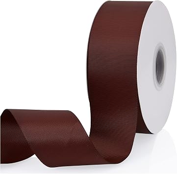 Brown 2" X 50 Yards Solid Color Double Faced Grosgrain Ribbon for Gifts Wrapping, Wedding, Party, Crafts, Hair Bows, Flowers, Home DIY Decor