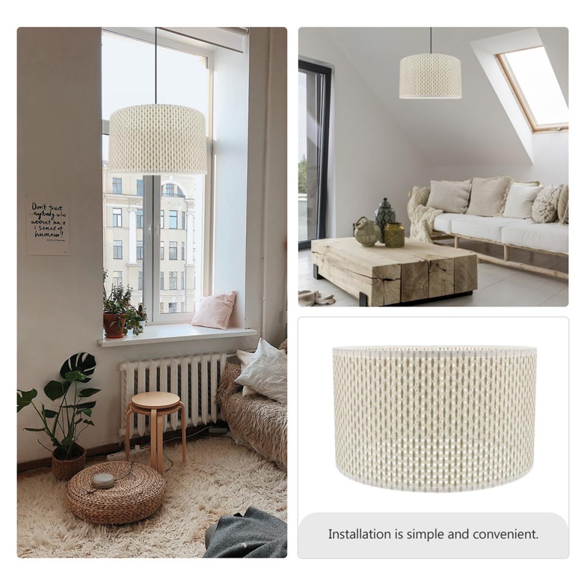 ERINGOGO Paralume Lampada da Tavolo in Carta Beige E27 Stile Moderno Elegante Lavorazione Fine Facile da Usare per Soggiorno