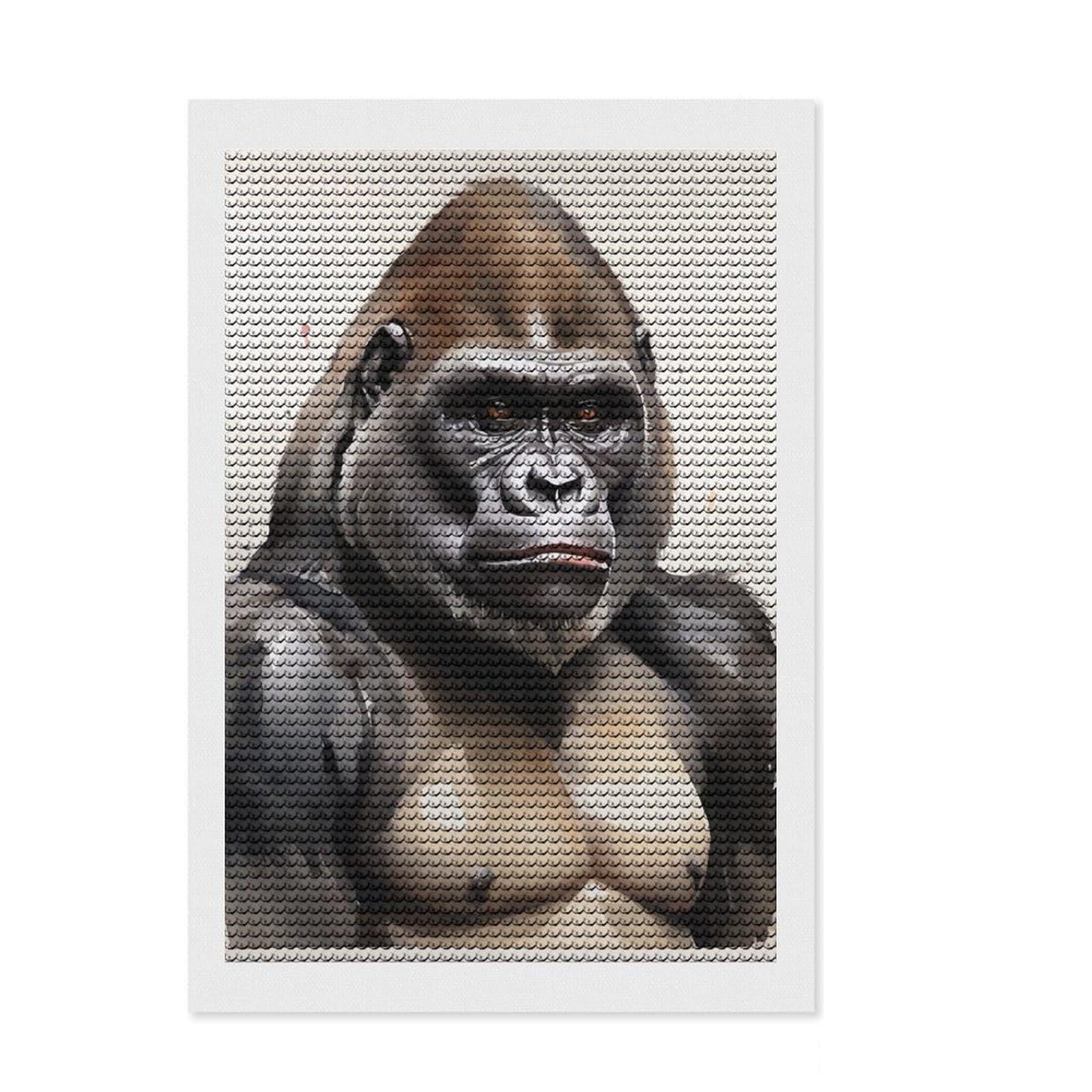 Junmoney Gorilla Watercolor Diamond Art Canvas 8"x12", Farmhouse Decor, for Women, Fun Craft Experience, Thoughtful Handmade Gift