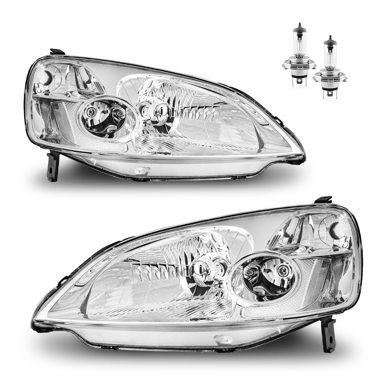 Photo 1 of Vizotae Headlights Assembly for 2001-2003 Honda Civic 2/4Door Halogen Headlamp Replacement, High/Low Beam W/Bulbs, Driver & Passenger Side