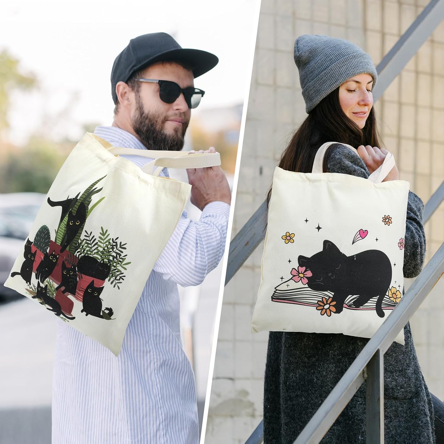 12 Pieces Gift Bags Canvas Tote Bags Bulk Reusable Grocery Bag for Women - Image 7