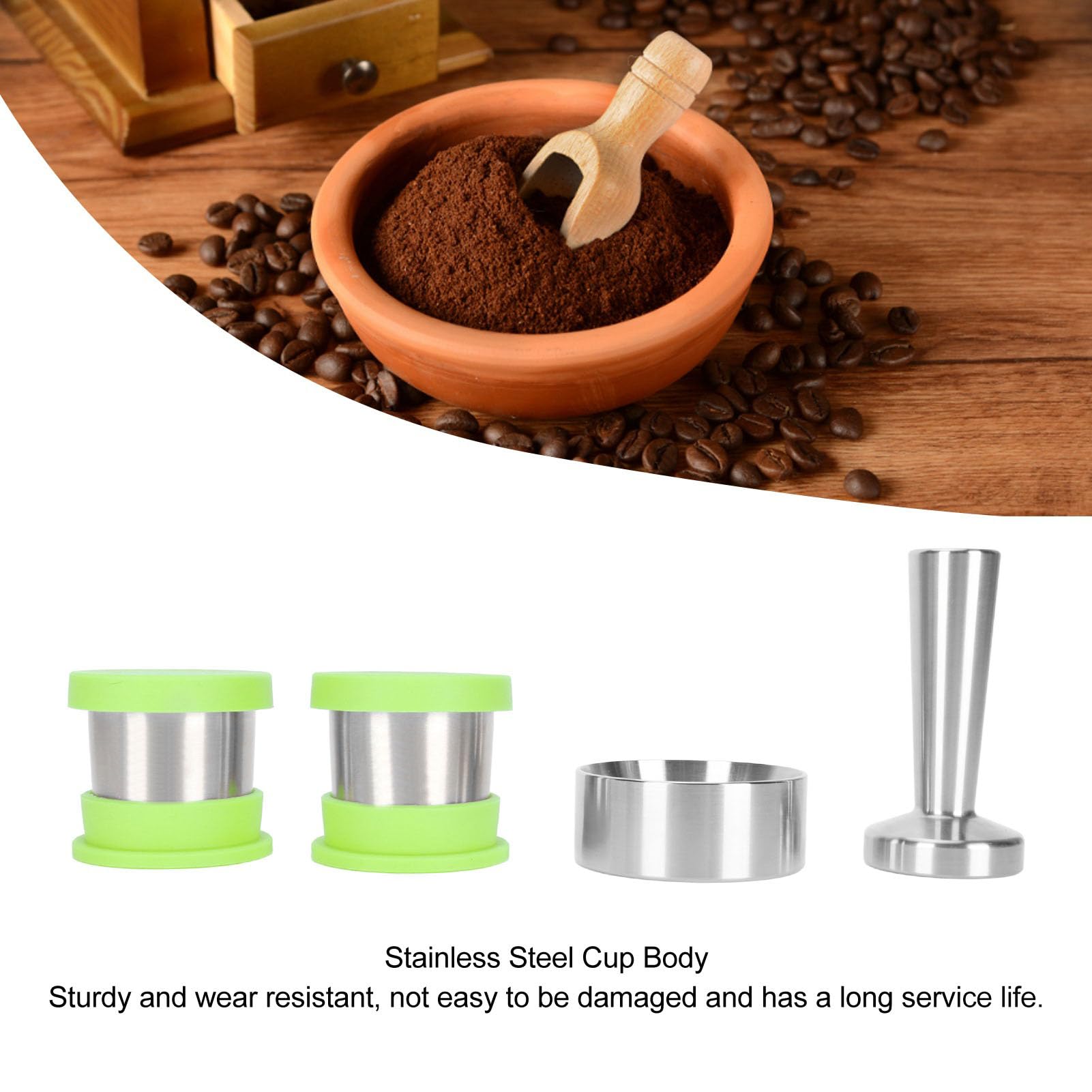 Cápsula de café Recargable, Cápsula de café Reutilizable Compacta, Cuerpo de Taza de Acero Inoxidable Resistente para el Hogar (GREEN)