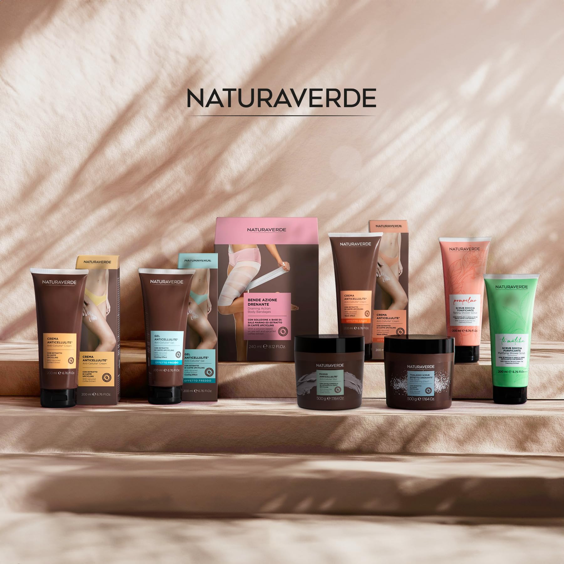 NATURAVERDE | Fango Anticellulite con Argilla Minerale ed Estratto di Caffè Upcycling, Drena Liquidi in Eccesso, Riattiva la Microcircolazione, 500g