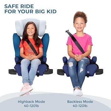 Diono Cambria LE, 2-in-1 Belt Positioning Booster Seat,Backless and High-Back Booster seat for Children from 40120 lb,17 Wide,6 Headrest Positions,Lightweight with Latch,Blue