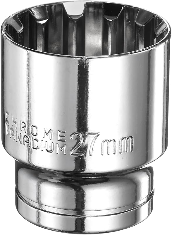 Soquete Sextavado Interno de 12 Pontas HARFINGTON 27 mm com Encaixe de 12,7 mm, Aço Cromo-Vanádio, Perfil Curto