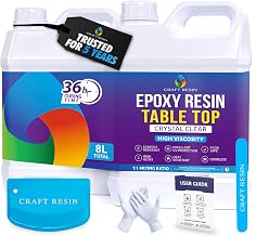 Craft Resin Table Top Epoxy Resin Kit - Ultra Clear, High-Gloss - 8L | UV & Scratch Resistant Finish, Bubble-Free, Self-Leveling, Food Safe, Best for Countertops, Bar Tops, Tumblers, Wood Coating