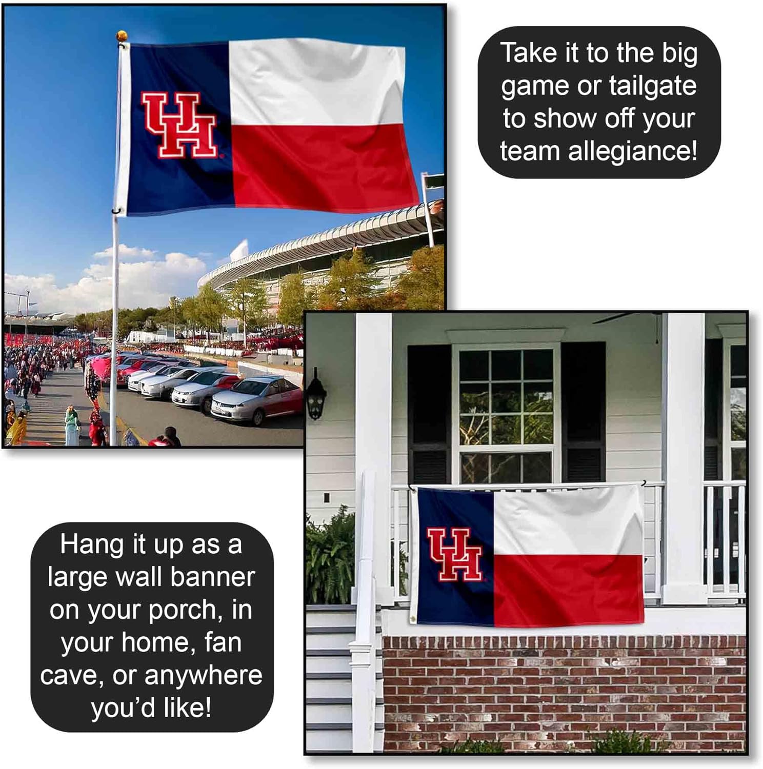 Houston Cougars State of Texas Flag