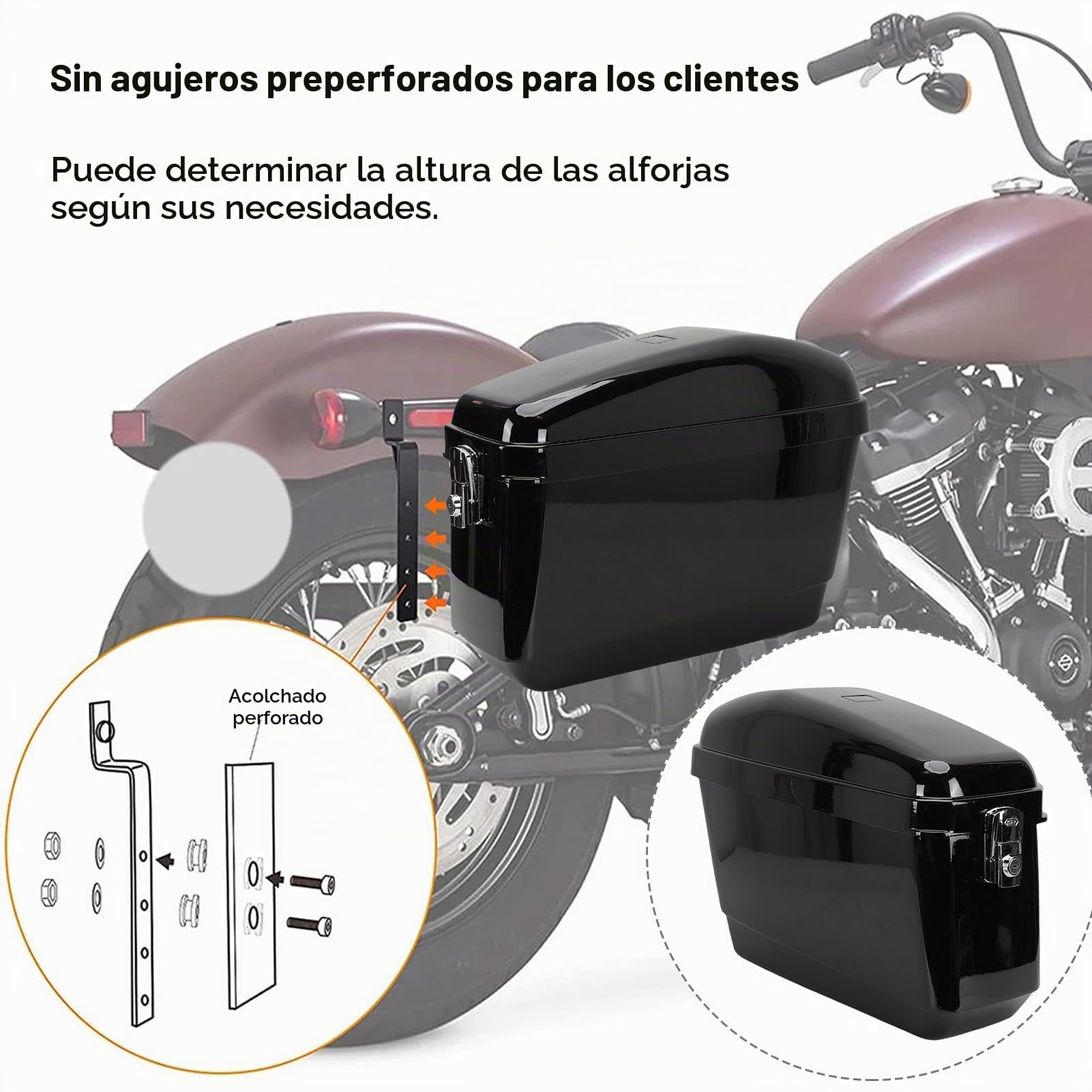 Aramox 1 par de Alforjas Duras para Moto de 45L con Kit de Montaje de Revestimiento de Bloqueo Caja de Almacenamiento Lateral Universal para Maletero de Motocicleta de Plástico ABS
