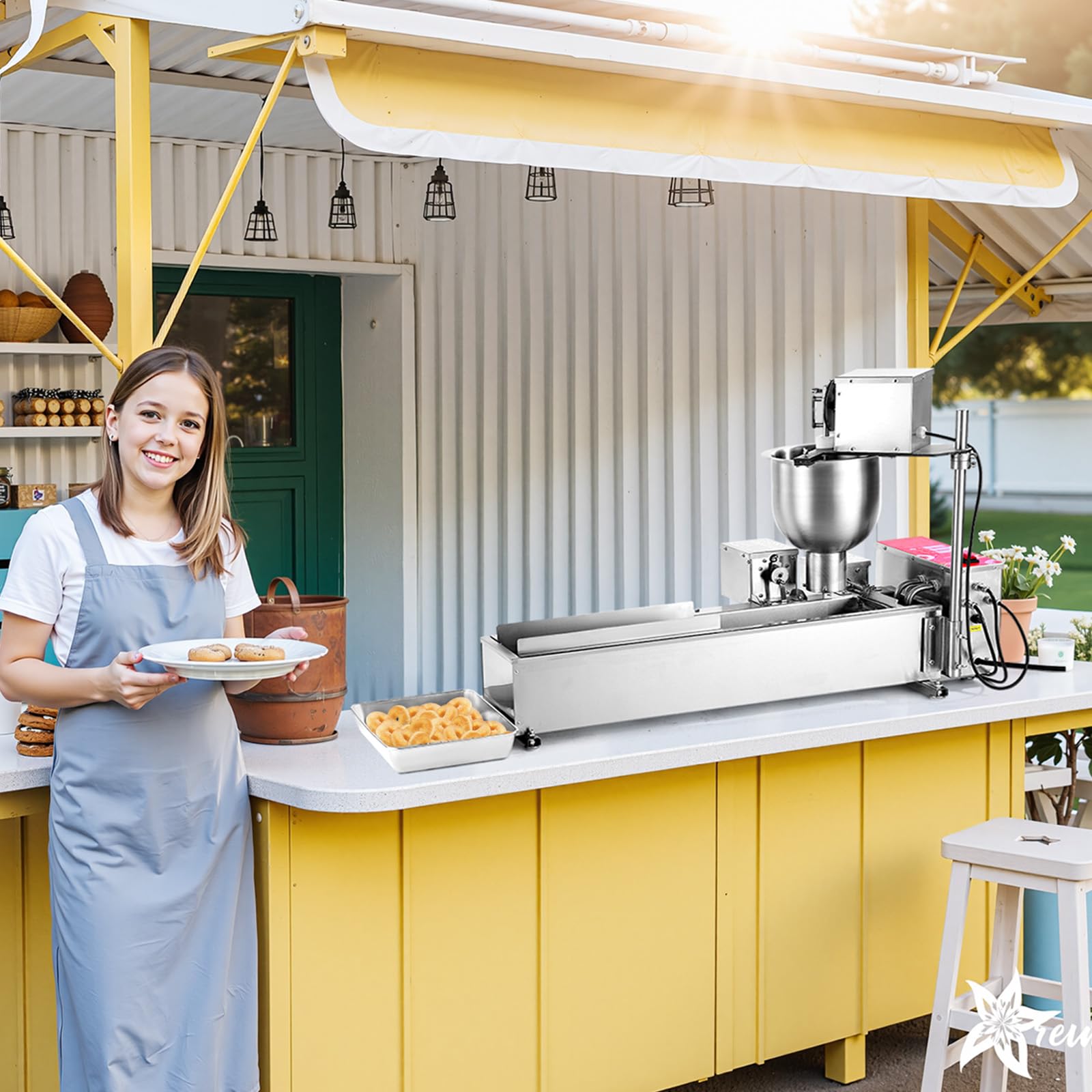 VEVOR Macchina Automatica per Ciambelle, Attrezzatura Commerciale per Ciambelle a 1 Fila, Macchina in Acciaio Inox Intelligente per Ciambelle con Stampi da 3 Dimensioni 90 Pezzi Ogni Ora