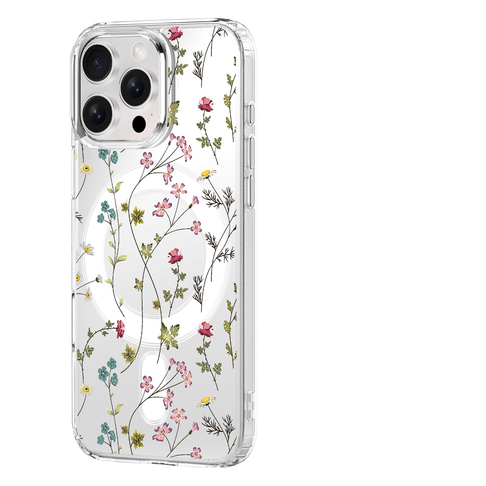 Coque iPhone 15 antichoc MagSafe avec motif fleurs rigide - 8
