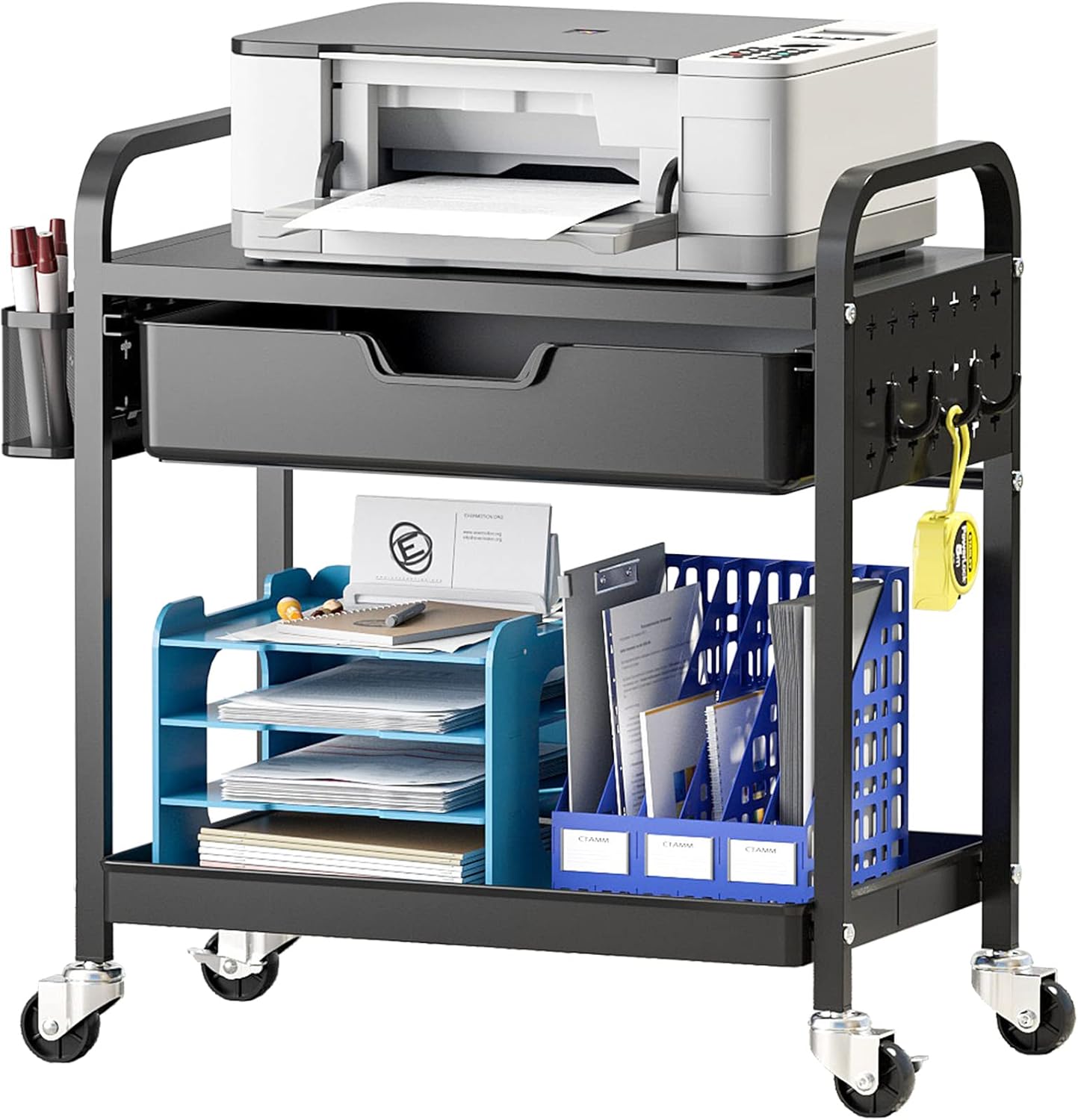 KINGRACK Mobile Printer Stand with Drawer and Storage Bag, Rolling