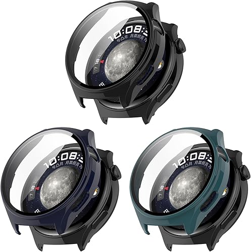 Miniatura 1 de PC+Funda protectora de pantalla de vidrio templado compatible con Huawei Watch 4, protector de pantalla para Huawei Watch 4, cobertura completa