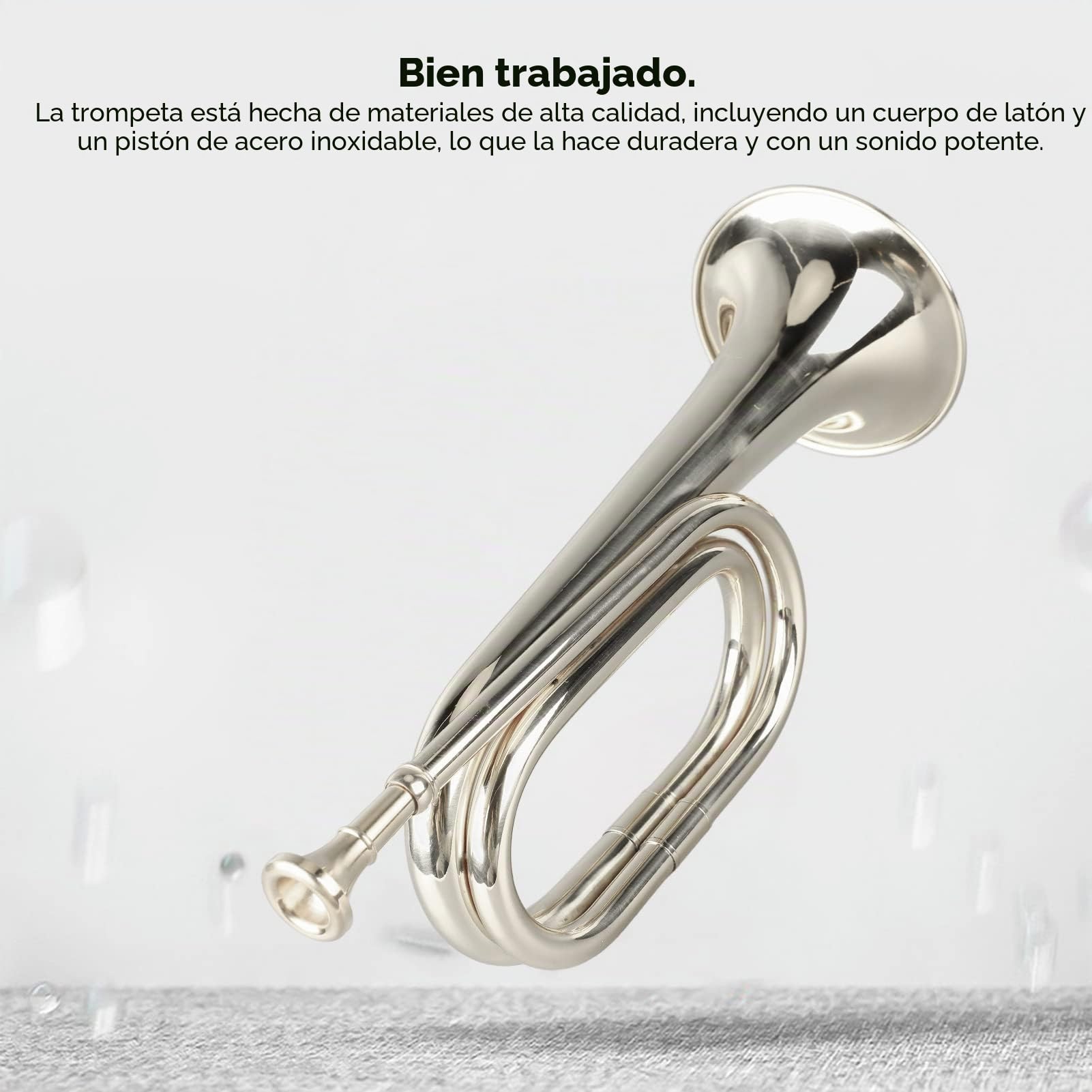 Trompeta de caballería de latón – Instrumento de estilo militar fácil de jugar con punta – Soplador de cobre