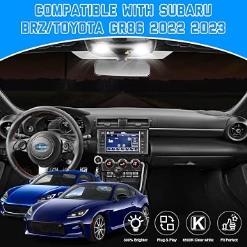 Interior LED Lights for 2022-2025 2026 Subaru BRZ/Toyota GR86 LED Lamp Bulbs White Package for Accessories 6500K Super Bright Map, Dome, Trunk Light (7pcs Bulbs Kit) Replacement