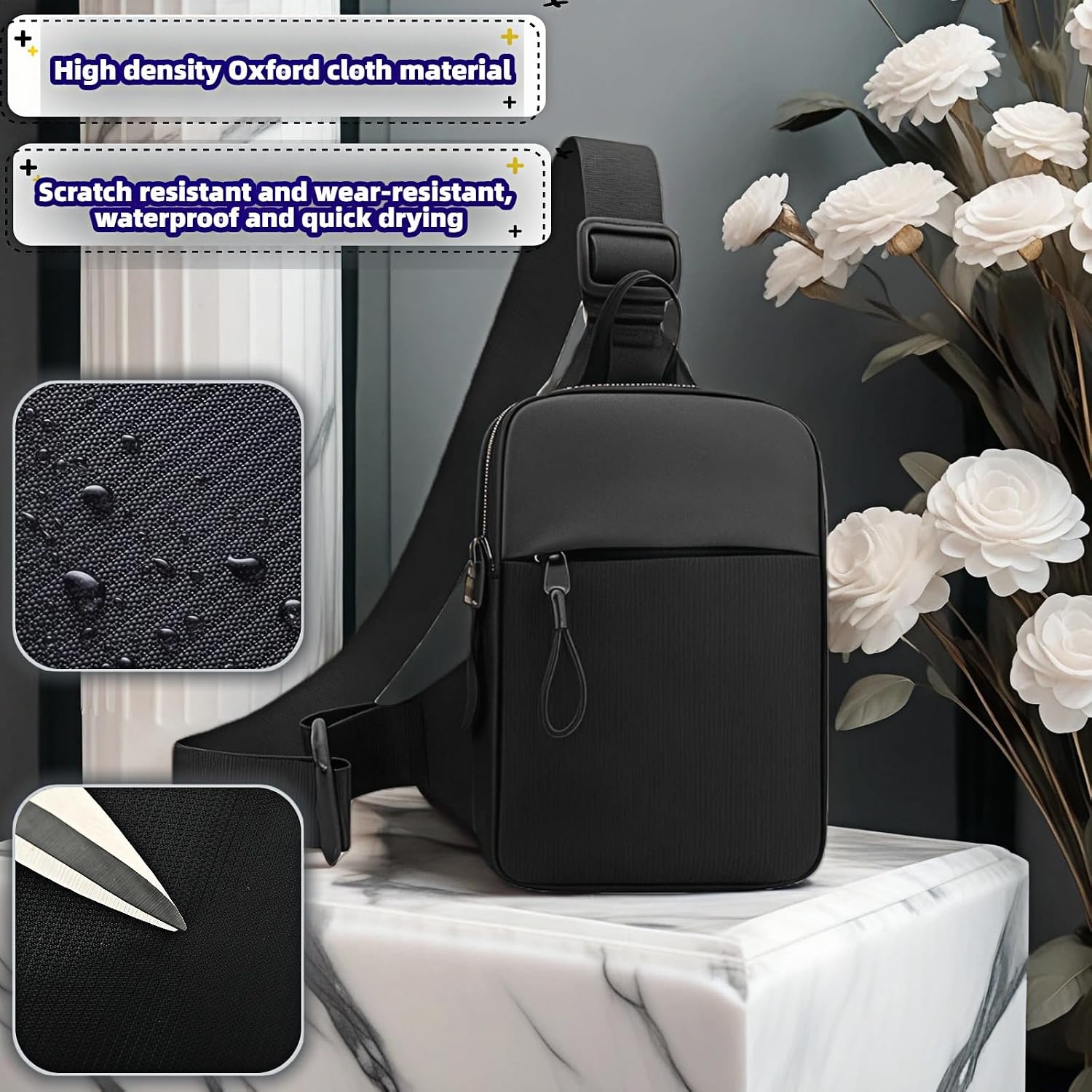Lightweight Water-Resistant Crossbody Bag, Multi-Pocket Organizer for Phone, Keys, Essentials - Unisex Mini Sling Pack for Hiking, Commute, Cycling