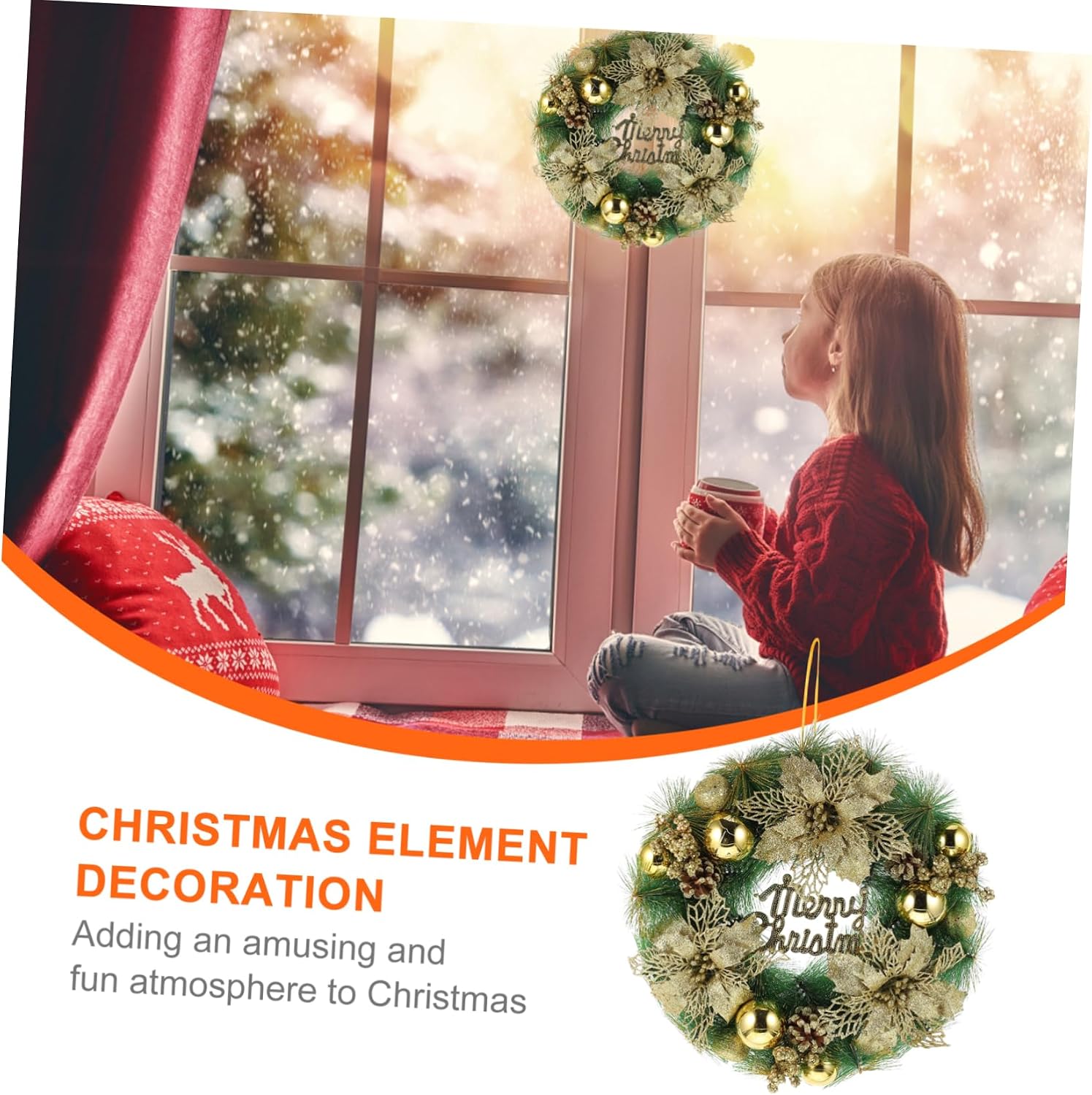 Christmas Pine Needle Wreath Garland Pendant Decoration Style Festive Door Wreath for Holiday Decor Party Supplies and Seasonal Celebrations