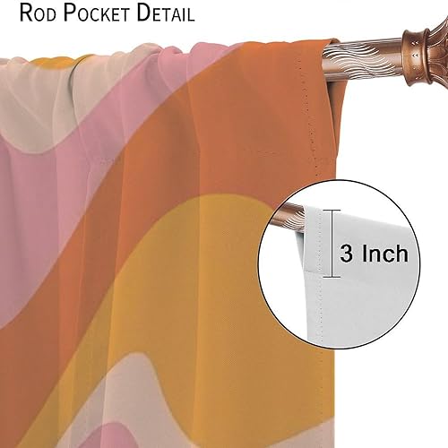 Miniatura 5 de Cortinas opacas bohemias de los años 70, estilo retro, abstracto, espiral, espiral, ondulado, hippie, estampado, para cocina, niños, niñas, mujeres,