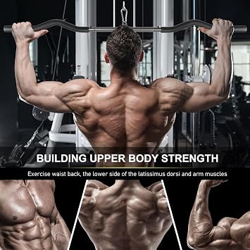 Fitness LAT Pulldown Bar, Gym Cable Machine Attachment LAT Bar, Curl Bar Tricep Press Down Bar Back Arm Muscle Building Strength Workout
