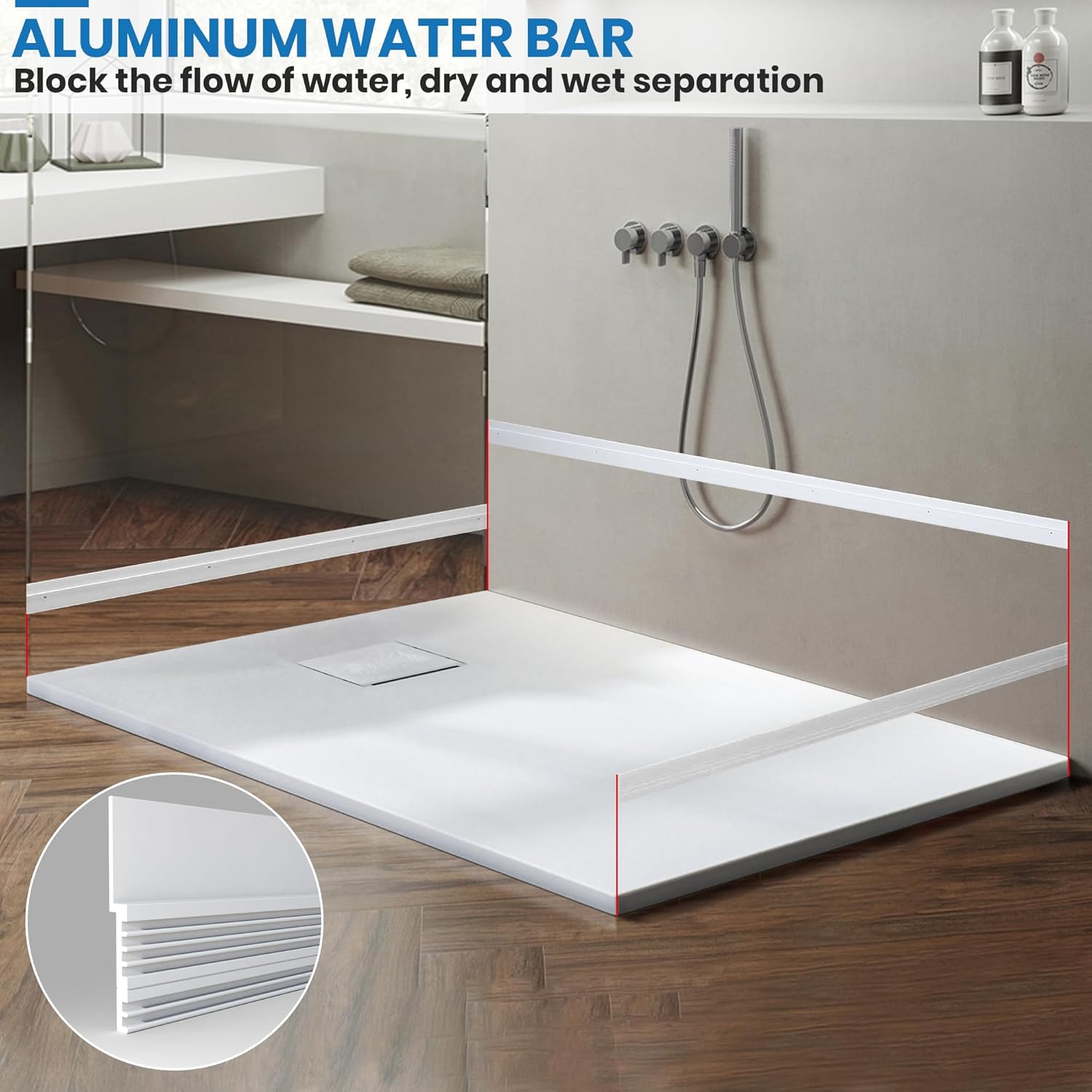 Shower Base with Left Drain Cover, Non-slip Shower Pan 60"L×36“W, Black SMC Shower Tray For Bathroom Assembly, Solid Surface Shower Base