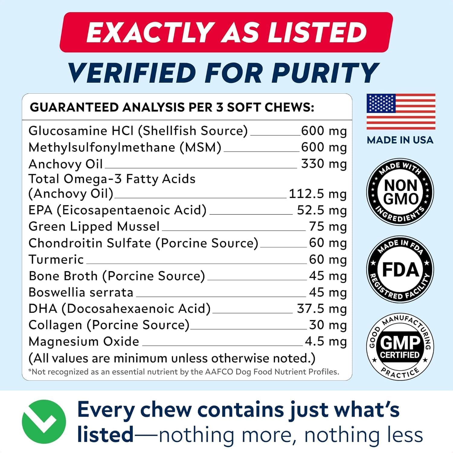STRELLALAB Advanced Glucosamine Hip & Joint Supplement for Senior Dogs - Green Lipped Mussel & Collagen - Hip & Joint Pain Relief - Large & Small Breed - Joint Health - Bacon - 240 Chews