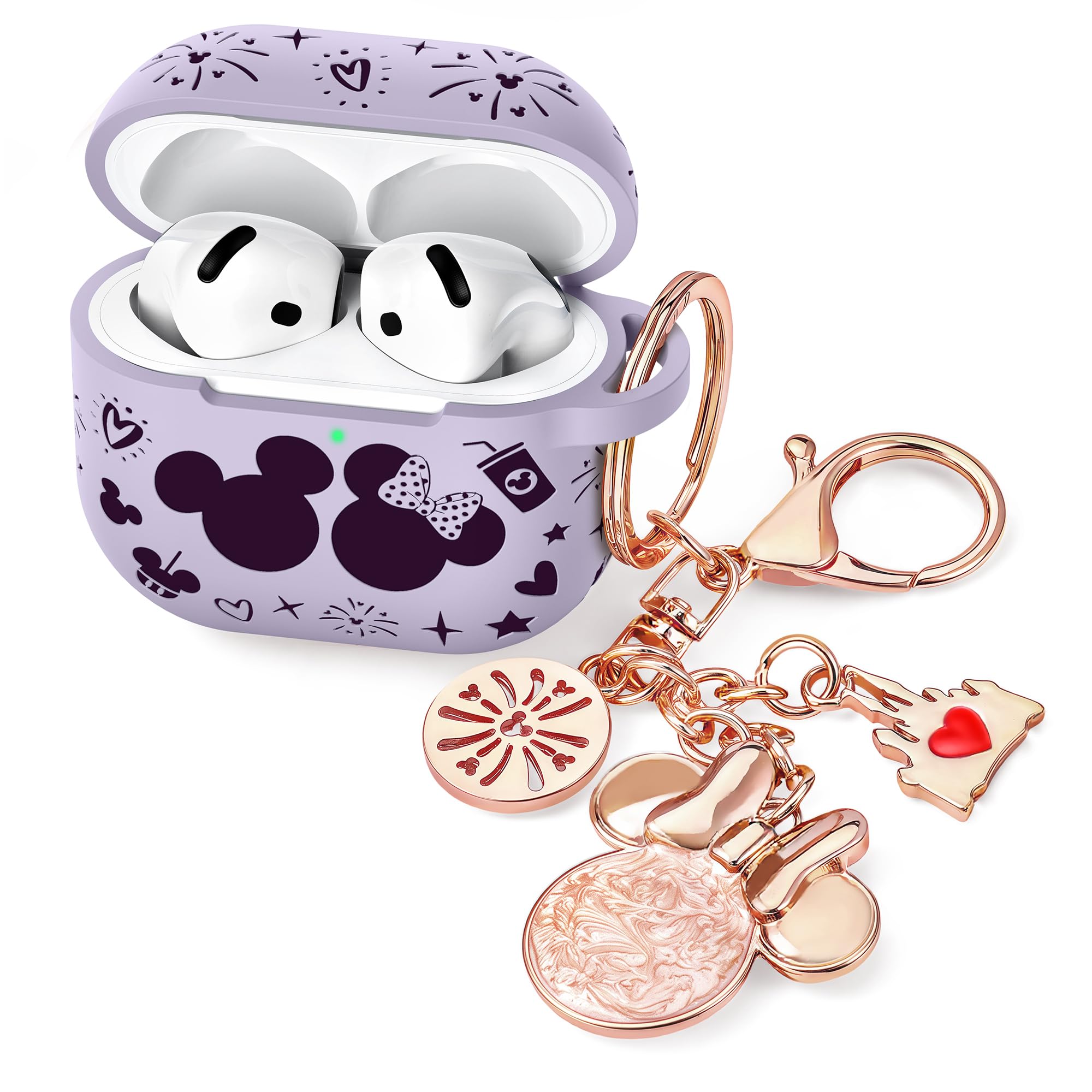 Photo 1 of (with Cute Keychain) Girovo Compatible with AirPods Pro 3 Case (2025) Women, Soft Silicone Two-Tone Funny Cartoon Engraved Portable 360° Full Protection Case for Airpod Pro 3rd Gen Lavender/Purple