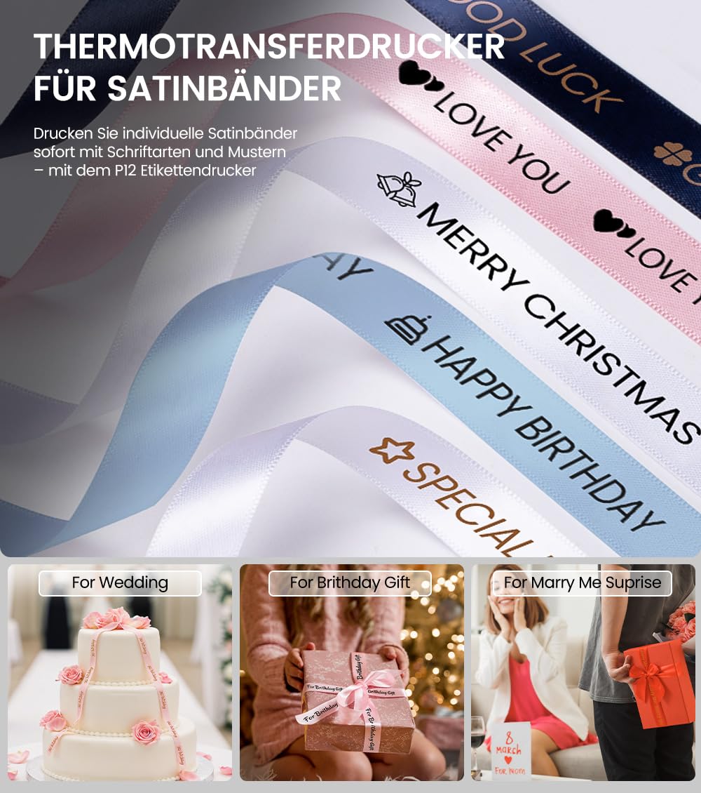Phomemo P12-Pro Etikettendrucker: Aufladbar, Tragbarer Thermotransfer Beschriftungsgerät Selbstklebend – zur für Küchengewürze, Speisekammer, Kabelmanagement,für Zuhause & Büro