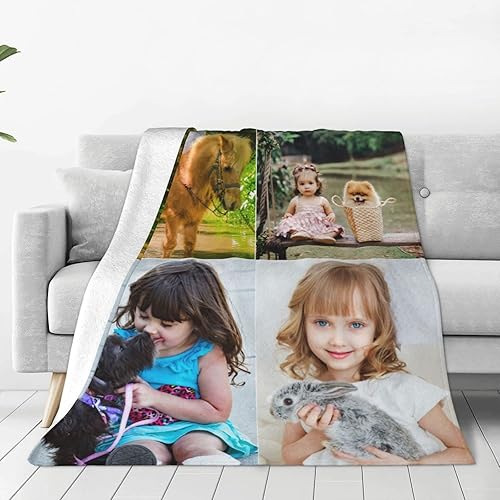 Mantas de franela personalizadas, collage de fotos, mantas de ropa de cama personalizadas para la familia, día de la madre, regalo de cumpleaños (4