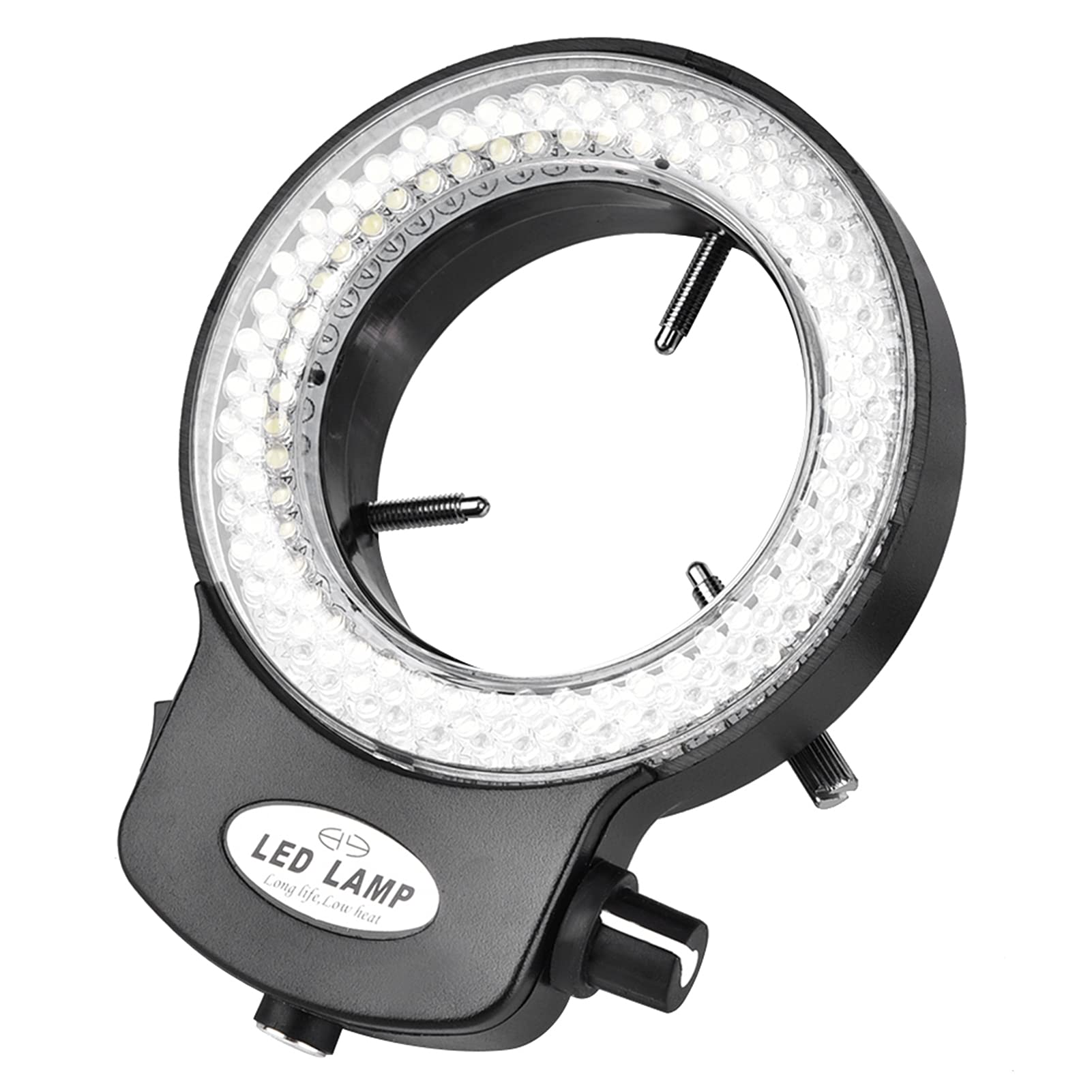 Luz LED para Microscopio, con Adaptador de Corriente Anillo de Luz LED, Anillo de Luz LED para Cámara de Microscopio(Estándar europeo negro 220V)