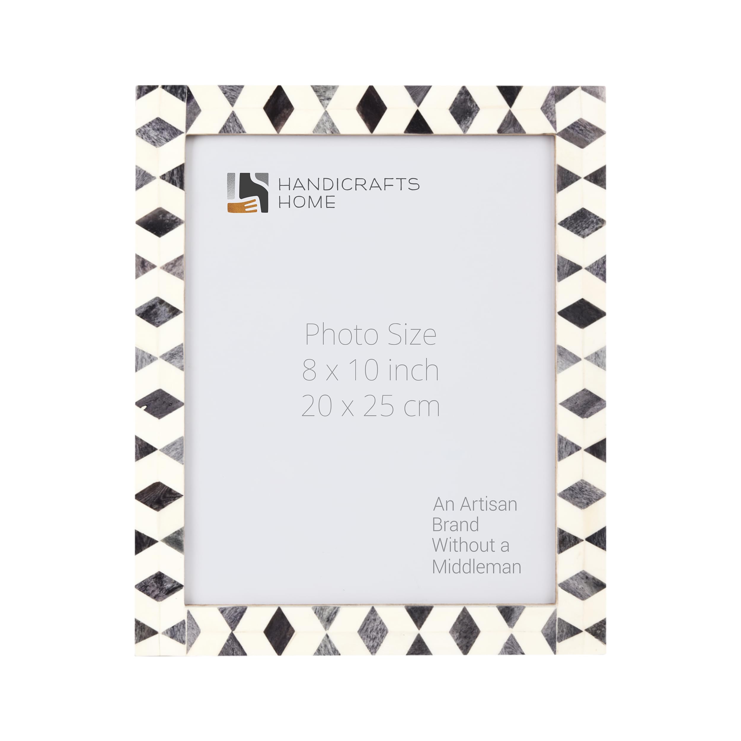 Handicrafts Home Artic-Moss Grey & White 8X10 Picture Frame, Handcrafted Bone Inlay Decorative Photo Frame For Tabletop Or Wall Display, Modern Home Decor For Living Room, Bedroom, Shelf, Office & Gallery Wall