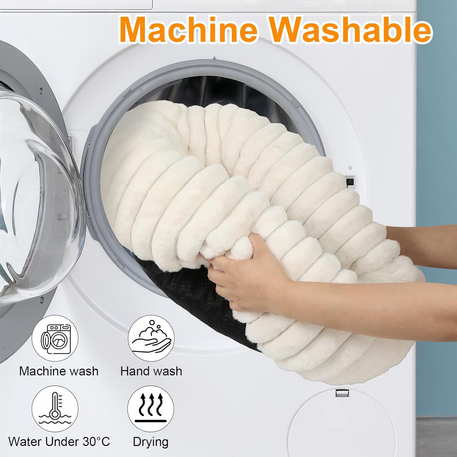 Washable Extra Large Dog Bed,Calming Anti Anxiety Round Donut Dog Bed,Fluffy Puppy Beds for Small Dogs,Cute Kitten Cat Beds for Indoor Cats,Anti-Slip Comfort Pet Beds for Extra Large Size(White,XXL)