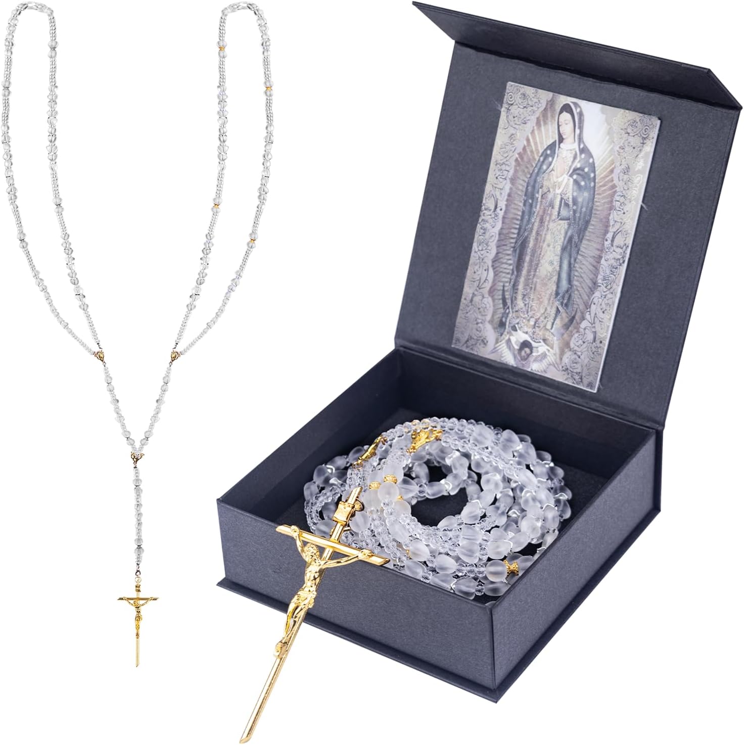 Lazo Para Boda,66.9 * 19.68",Wedding Crystal Rosary,Contains a Picture of the Virgin,Imprescindible Para Las Bodas Cristianas,Colgantes De Cristal Para Los Novios,Lasso for Wedding Ceremony