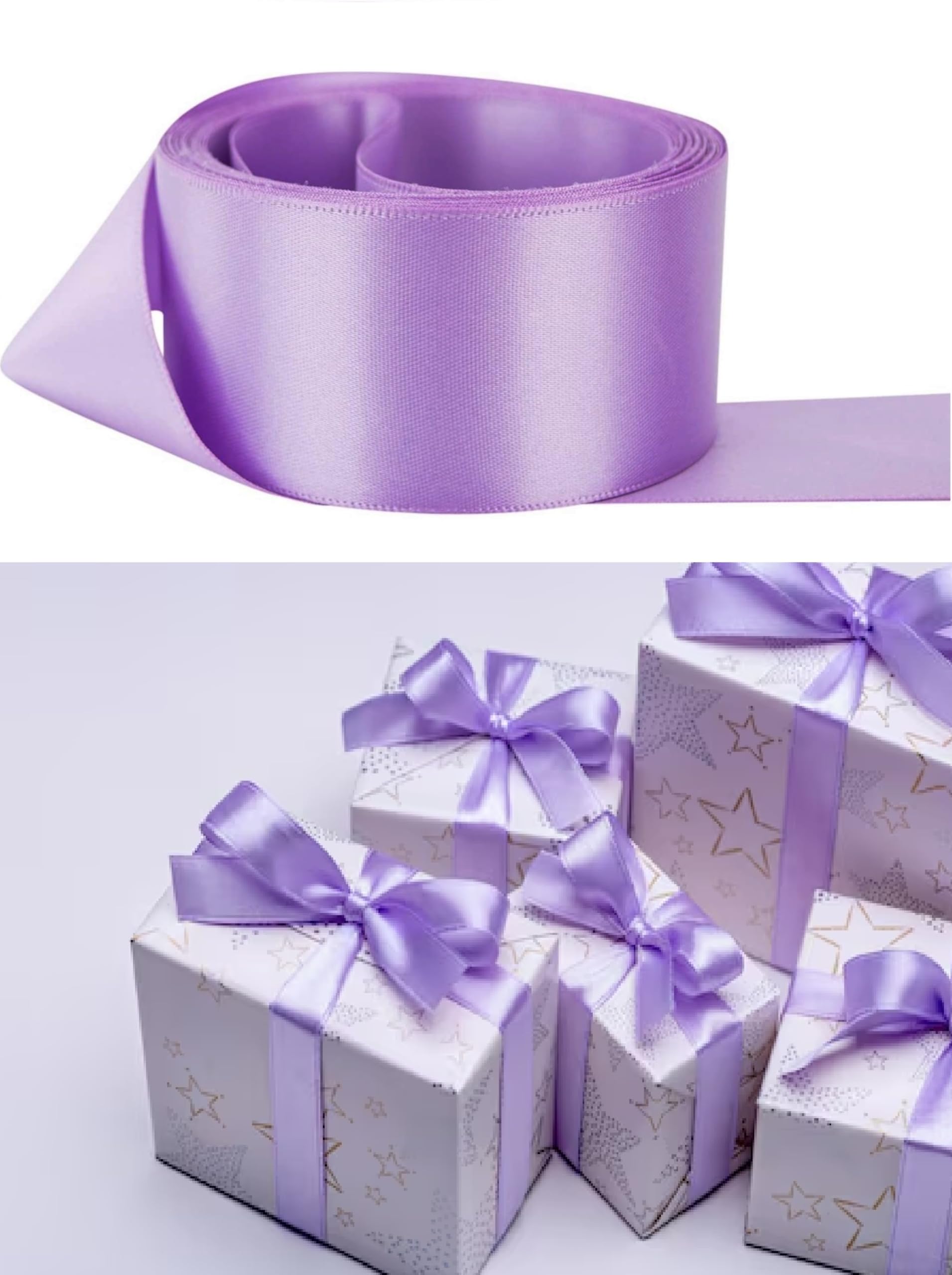 Double Sided Faced Satin Ribbon Size 38mm x 10 Meters (Lilac) Perfect for Gifts Wrap Sew Party Decorations Events Dress Wedding Christmas Crafts - Image 2