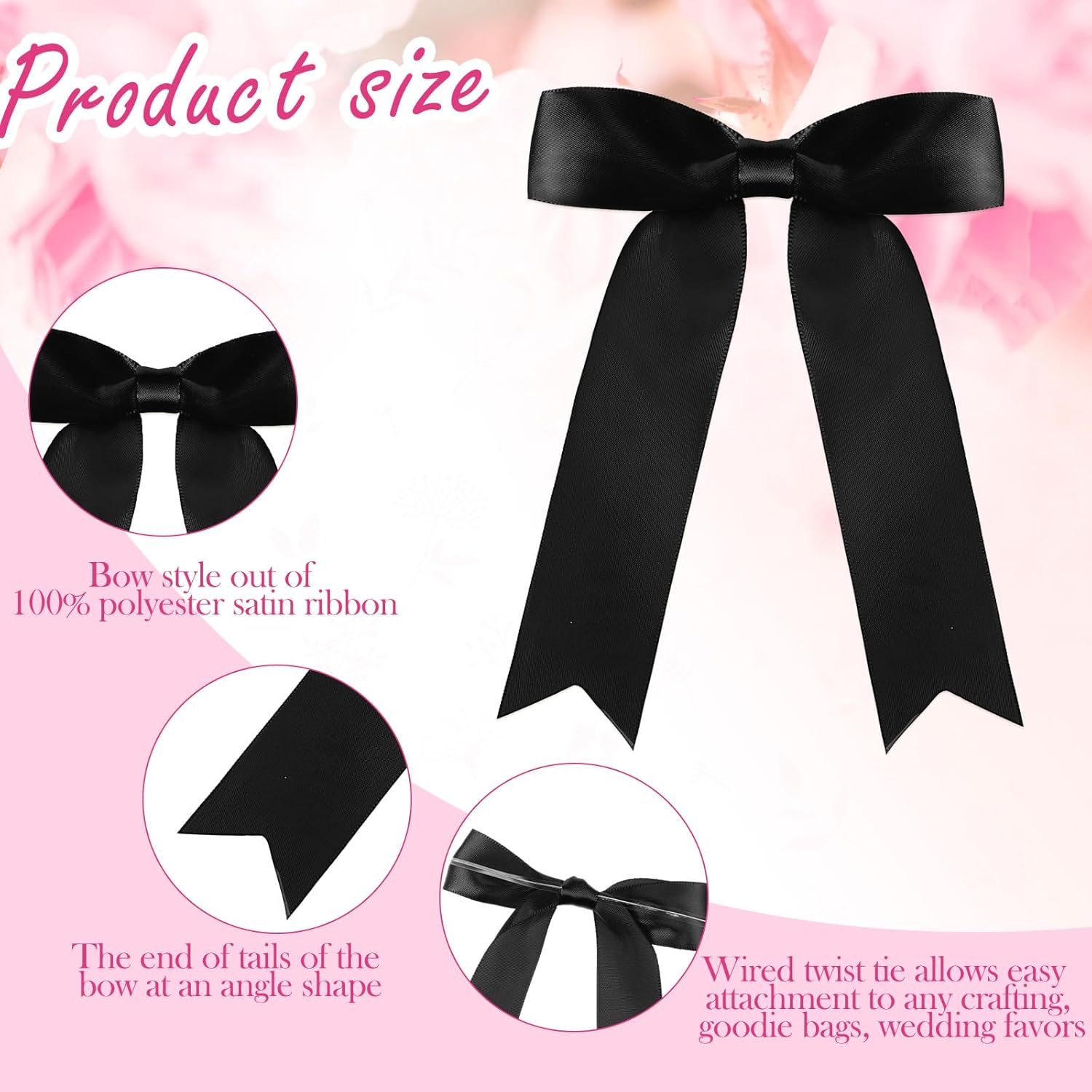Riceshoot 24 Pcs Satin Ribbon Bow 3.5x5 Inch Twist Tie Bows for Gift Balloon Bag Cake Craft Valentine Wedding Birthday Party - Image 4