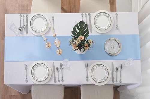 Miniatura 4 de Paquete de 12 caminos de mesa de satén, 12 x 108 pulgadas para fiestas, bodas, cumpleaños, banquetes, compromisos de graduación, Navidad, decoración