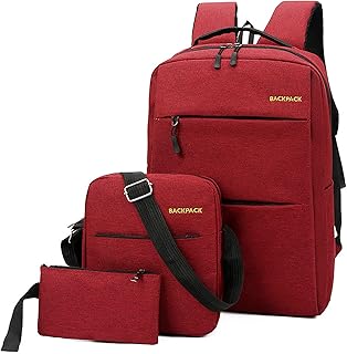 Mochila 3 pcs Mochila Combo Set Mochila Portátil Mochila Resistente à água Mochila de viagem de negócios com porta de carregamento USB Mochila de viagem casual Mochila para caminhadas Computador de 16 polegadas Red