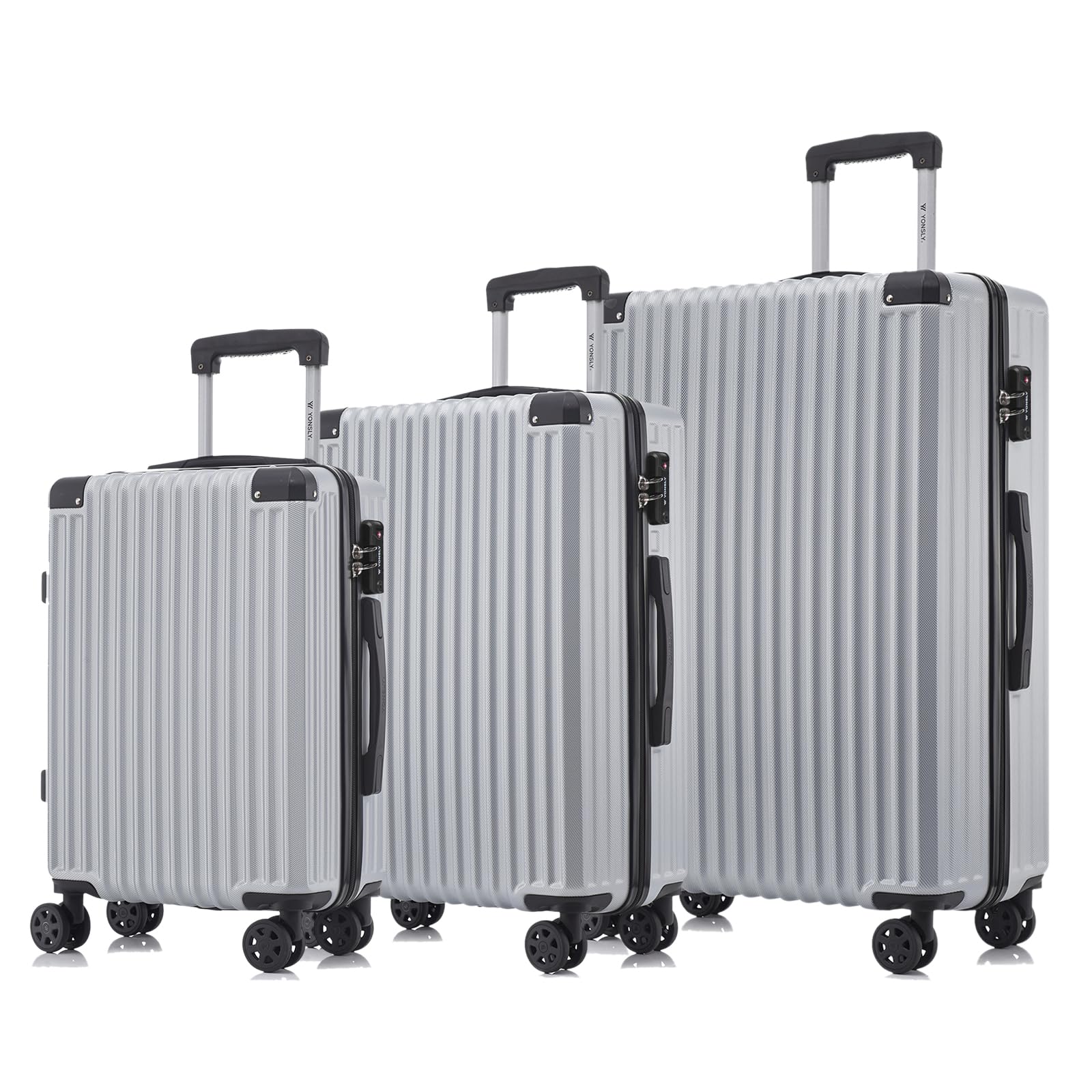 yonsly Koffer Suitcase, Trolley Reisekoffer, Rollkoffer Handgepäck mit 4 Rollen 360°, ABS Hartschalen, Sicherheitsschloss, Weicher Gummigriff, 210D-Futter